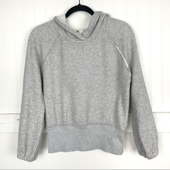 FREE PEOPLE Light Gray Hooded Pullover Sweatshirt - Picture 1 of 5